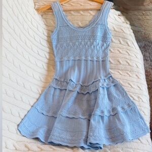 LoveShackFancy Ronelle Pointelle Scallop Mini Dress In MORNING TIDE, brand new.